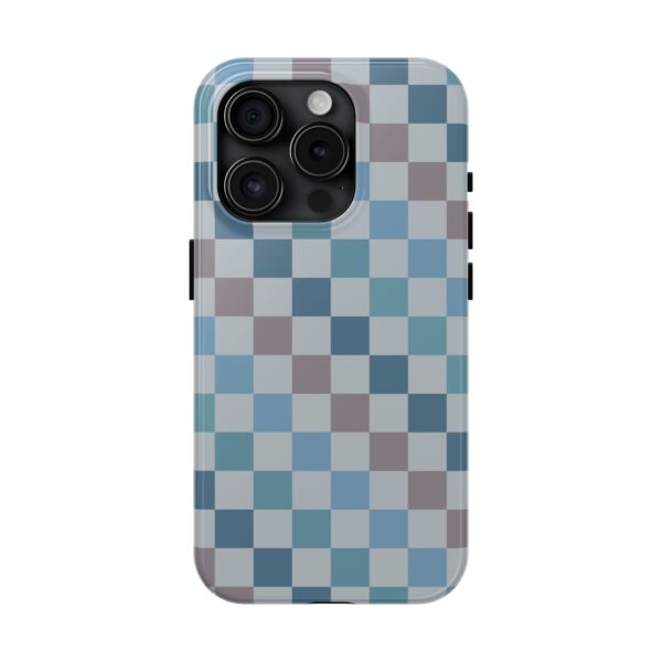 Blue Boho Checker Phone Case - Image 2